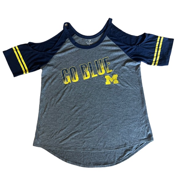 Michigan Wolverines Women's Shirt Size Medium Cold Shoulder Go Blue - Picture 8 of 8